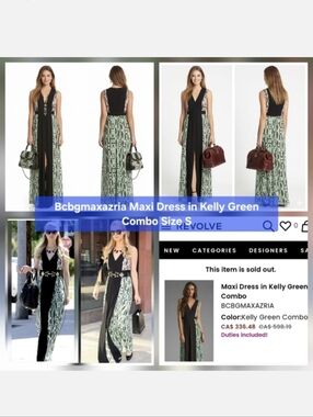 Bcbgmaxazria Maxi Dress in Kelly Green Combination Size S